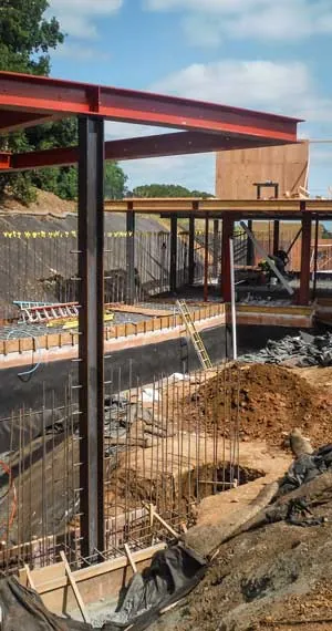 Foundations being laid, engineering project
